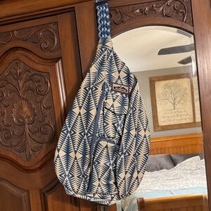 Kavu Blue and Cream Geometric Sling Bag